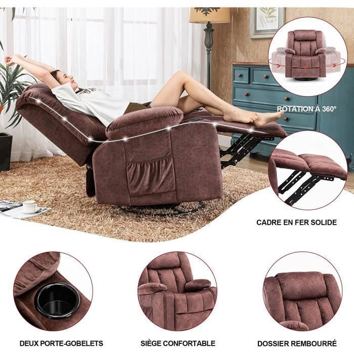 Poltrona com encosto ajustável (90°-160°), apoio para os pés retrátil, 2 porta-copos e bolsos laterais - Cinza