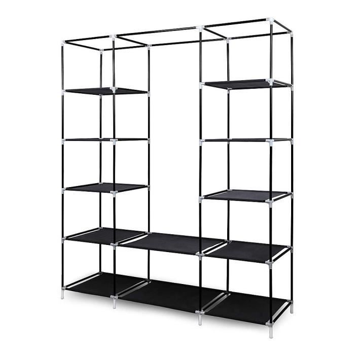 Storage Wardrobe - MENGDA - Fabric Wardrobe - Black - Contemporary - Large Capacity