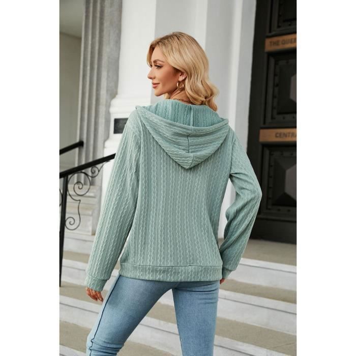 Felpa con cappuccio da donna - INSFITY - Nera - Chiusura con zip - Maniche lunghe