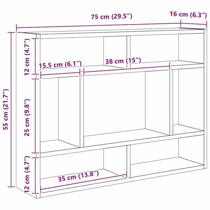 vidaXL Wandplank Betongrijs 75x16x55 cm Spaanplaat