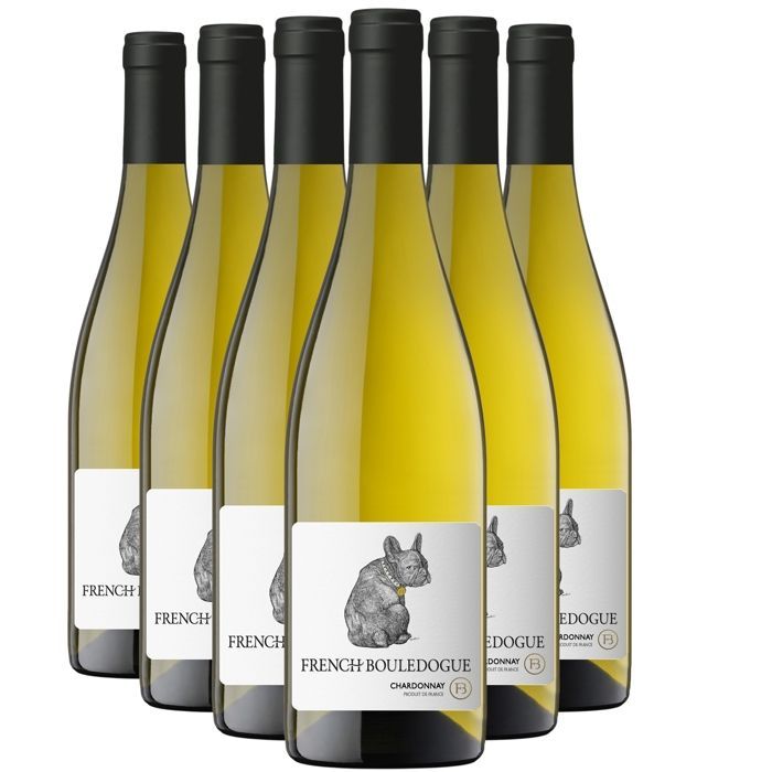 French Bulldog Pays d'Oc Chardonnay 2024 - Vino bianco della regione Linguadoca-Rossiglione (6x75cl)