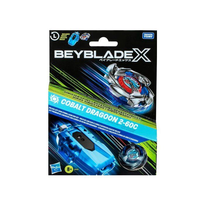 Coffret Toupie Beyblade X Pack Cobalt Dragoon 2-60C - Set Toupie + Lanceur Deluxe - Type Attaque + 1 Carte