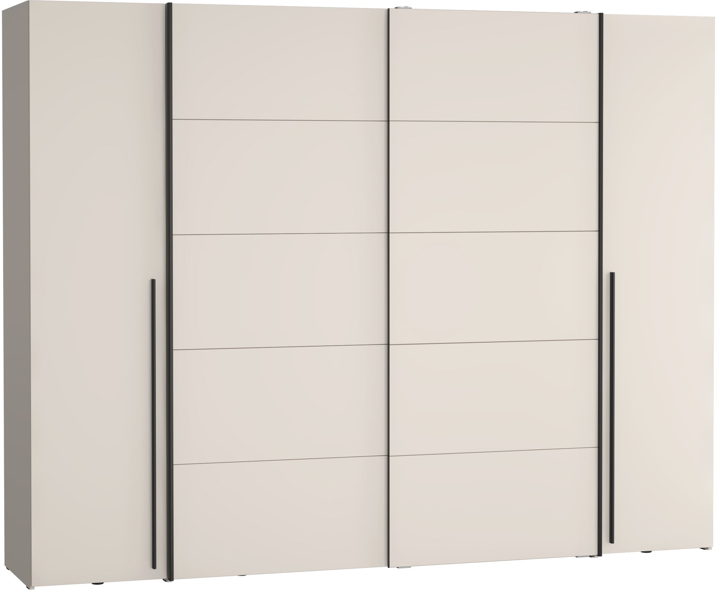 Armoire - Décor Sable- 2 portes battantes + 2 portes coulissantes -  L270 x P61 x H210cm - NARAGO