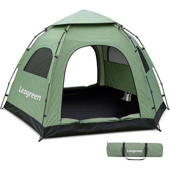 Tienda de campaña plegable para 3-4 personas, tamaño hexagonal extragrande, impermeable, resistente al viento y con protección UV.