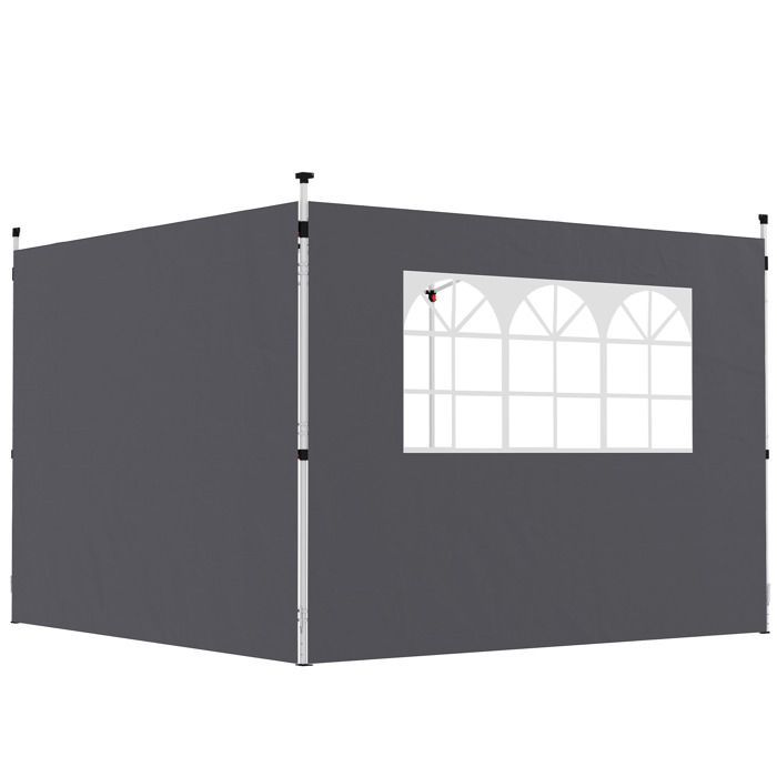 Parois latérales pour tonnelle - Outsunny - lot de 2 - pour tonnelle 3 x 3 m - tissu Oxford 210D - gris foncé