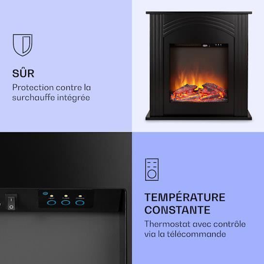 Chimenea eléctrica - Klarstein - Elbrus - 1000W/2000W - Mando a distancia - Negra