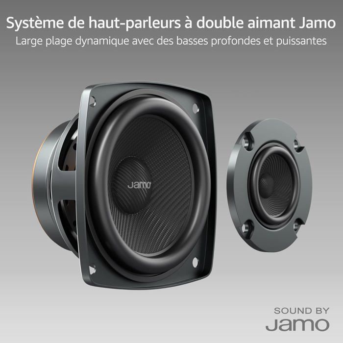 Toca-discos STACKSTONE x JAMO DS07 Bluetooth 5.2 com alto-falantes integrados, cápsula AT3600L, som Hi-Fi, 33/45 RPM, preto