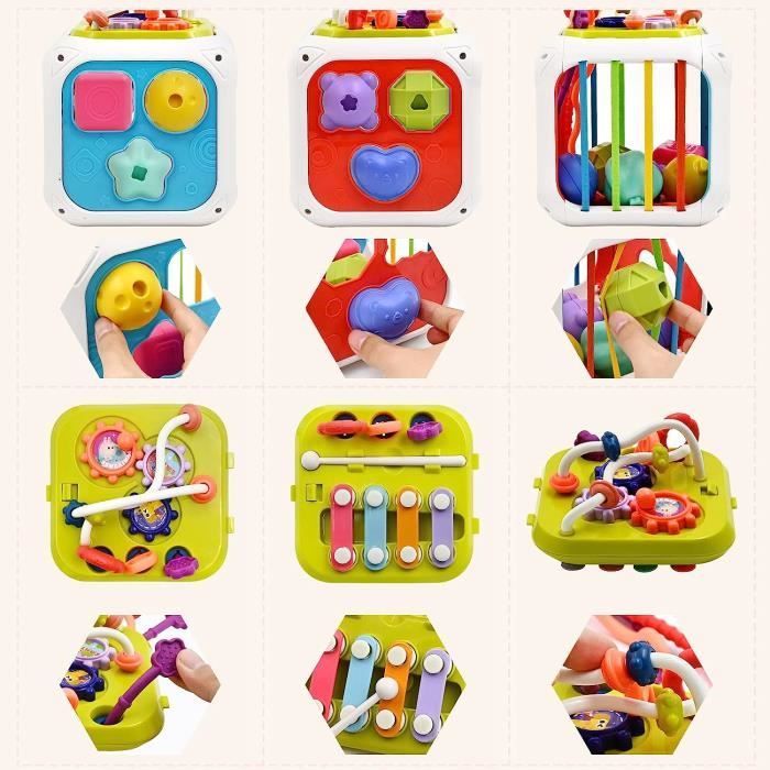 Montessori Motor Skills Activity Cube Set for Babies - ZGEER - 18 Months - Plastic - Multicoloured