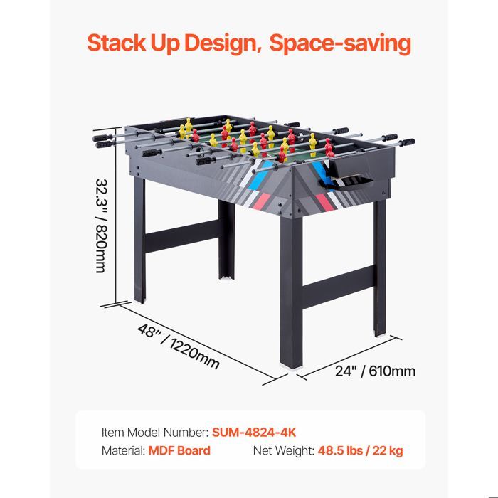 4-in-1 combinatiespeltafel - DUOKU - 122 cm - Airhockey - Biljart - Tafelvoetbal - Pingpong