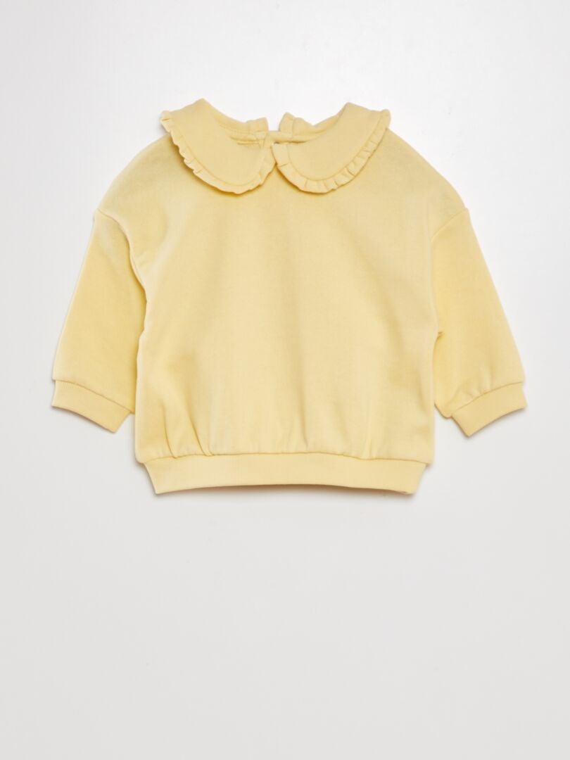 Moletom de algodão com gola claudine - AMARELO