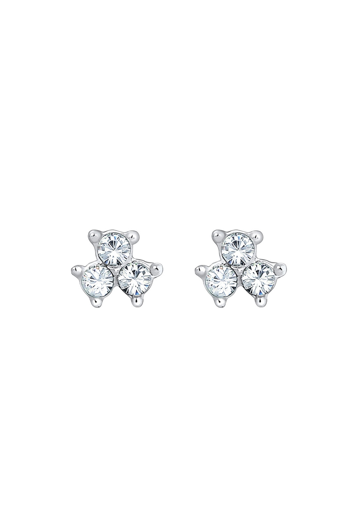 Elli Femmes clous d'oreilles Geo Trio Fin avec cristal en argent sterling 925