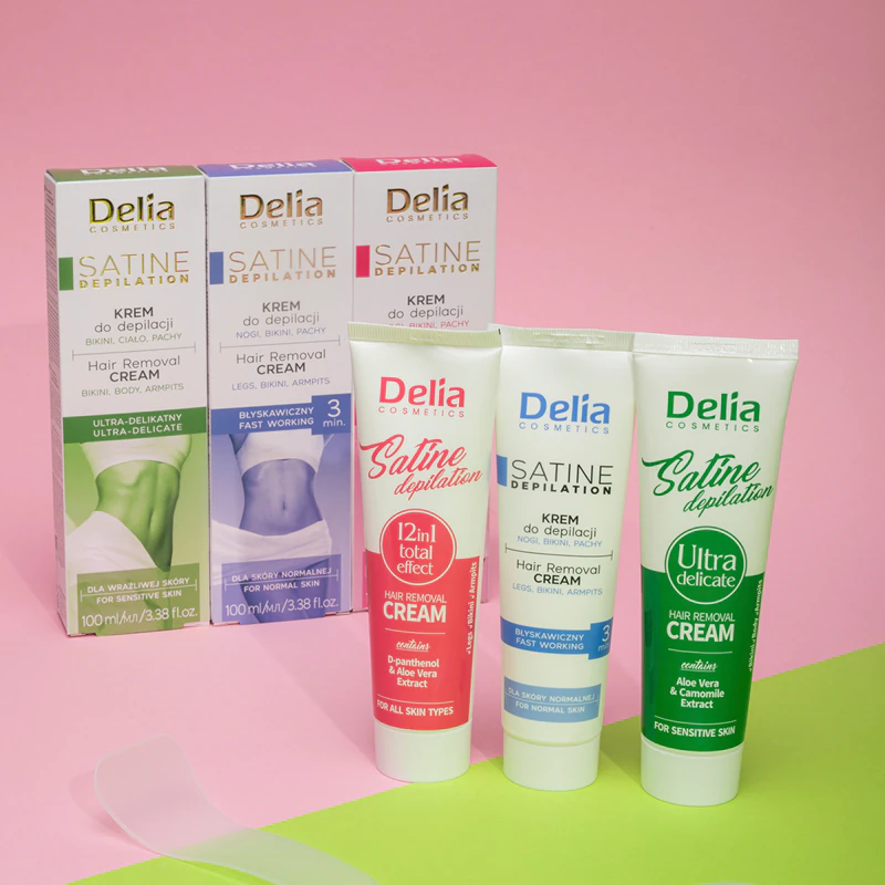 Creme depilatório Delia Cosmetics Satine Depilation 12 em 1 com efeito total para todos os tipos de pele.