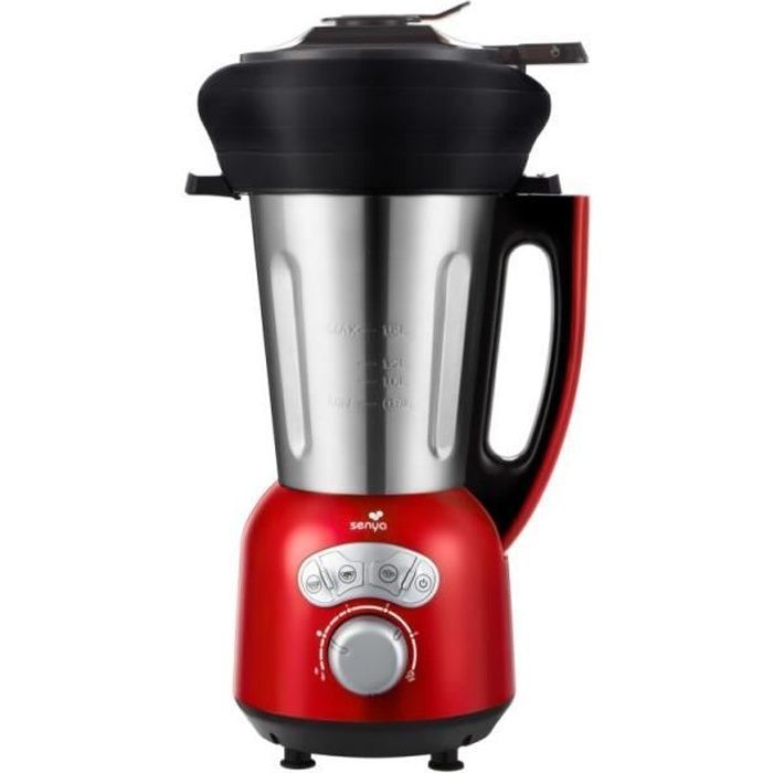 Batidora con calefacción SENYA con cesta vaporera 2L - 1400W - Roja - Cook & Ice V3