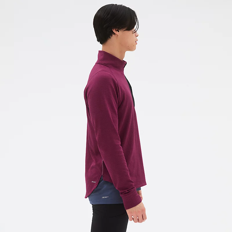 Ανδρικό μπουφάν NB Heat Grid με μισό φερμουάρ - DARK EMBER HEATHER