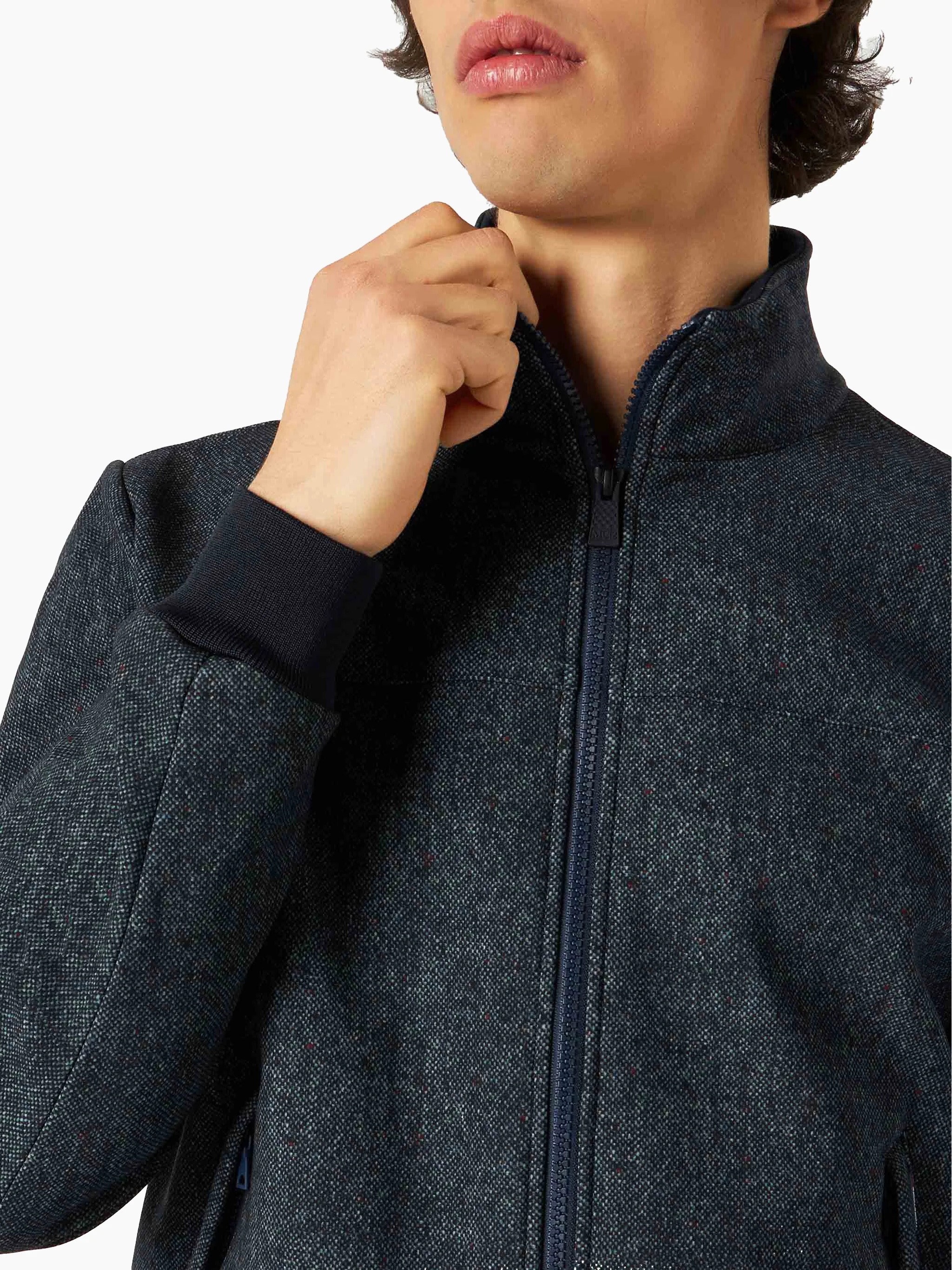 Middelzware bomberjas voor heren in blauw gemêleerd.