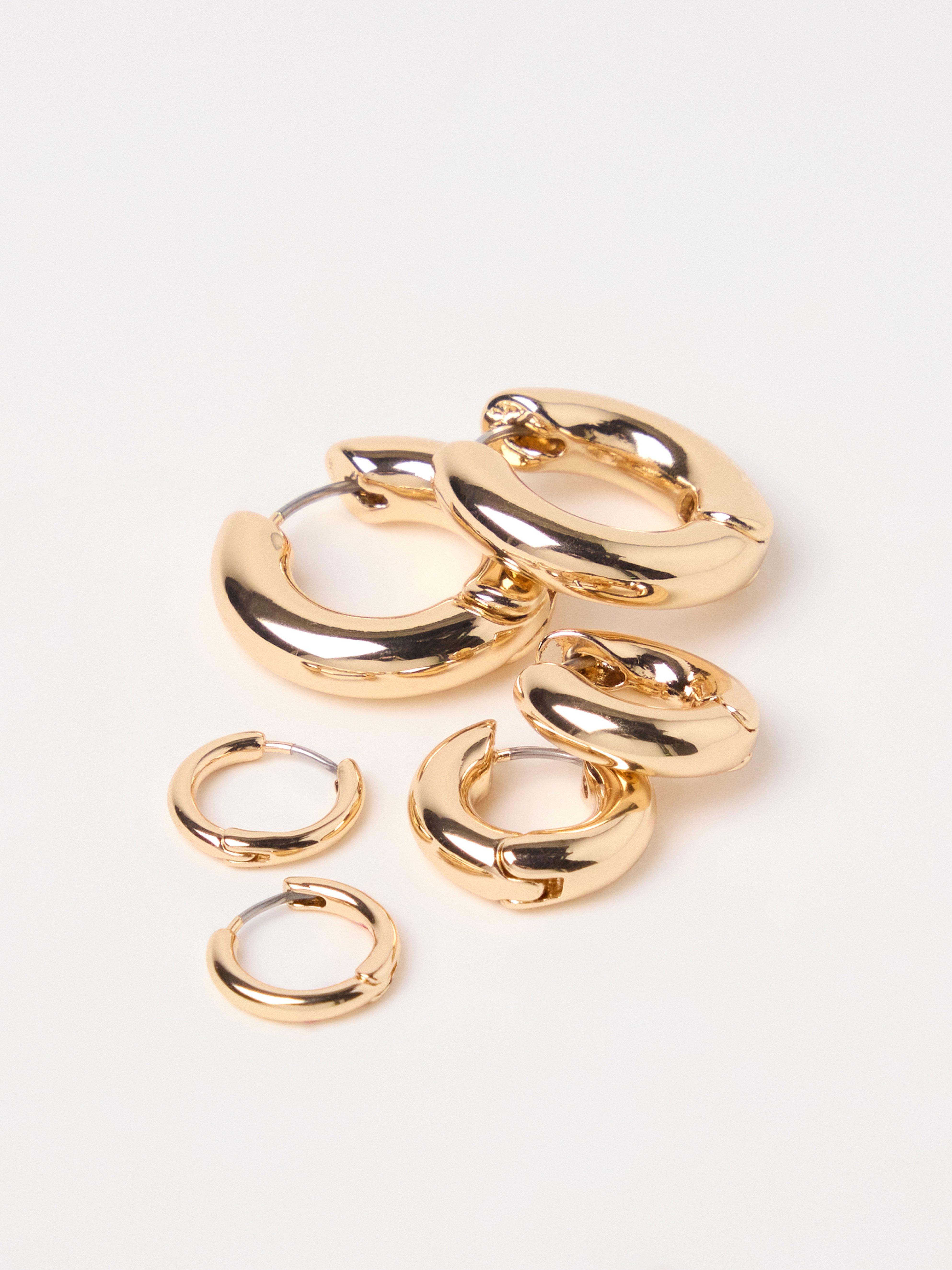 Pacote com 3 unidades de örhängen Gold
