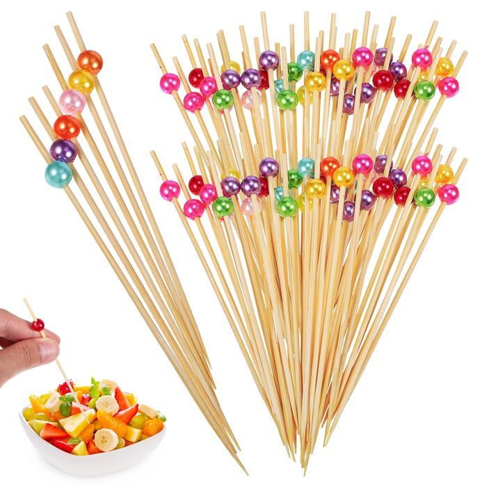 Barbecue Accessories - CUNEARY - Bamboo Skewers - 200 Pieces - Novelty Toothpicks - Disposable