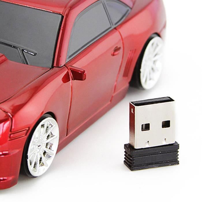 Ratón inalámbrico para ordenador - VVIKIZY - Coche deportivo - Rojo - Alta precisión - Plug and play