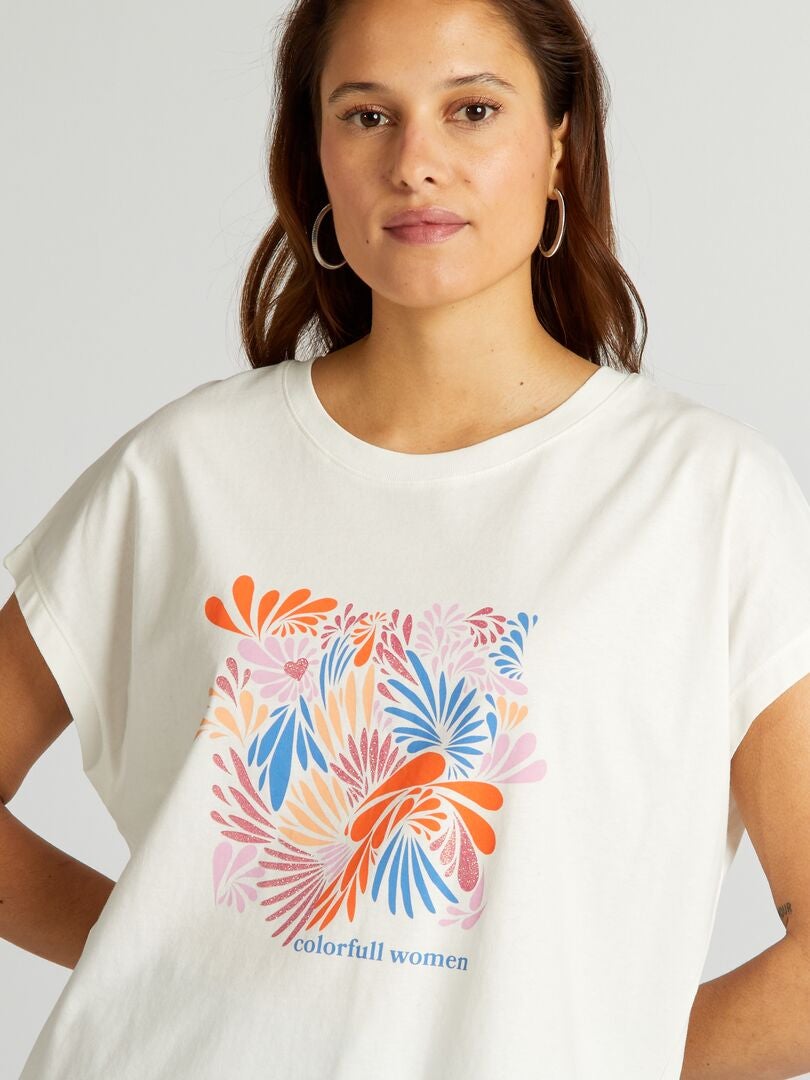 Camiseta de algodón estampada - BLANCA
