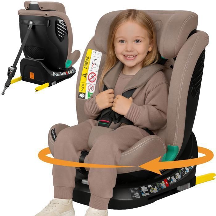 Silla de coche convertible LIONELO Bastiaan One i-Size - Base giratoria 360° - ISOFIX - 40-150 cm - 0-36 kg - Grupo 0+/1/2/3 - Beige