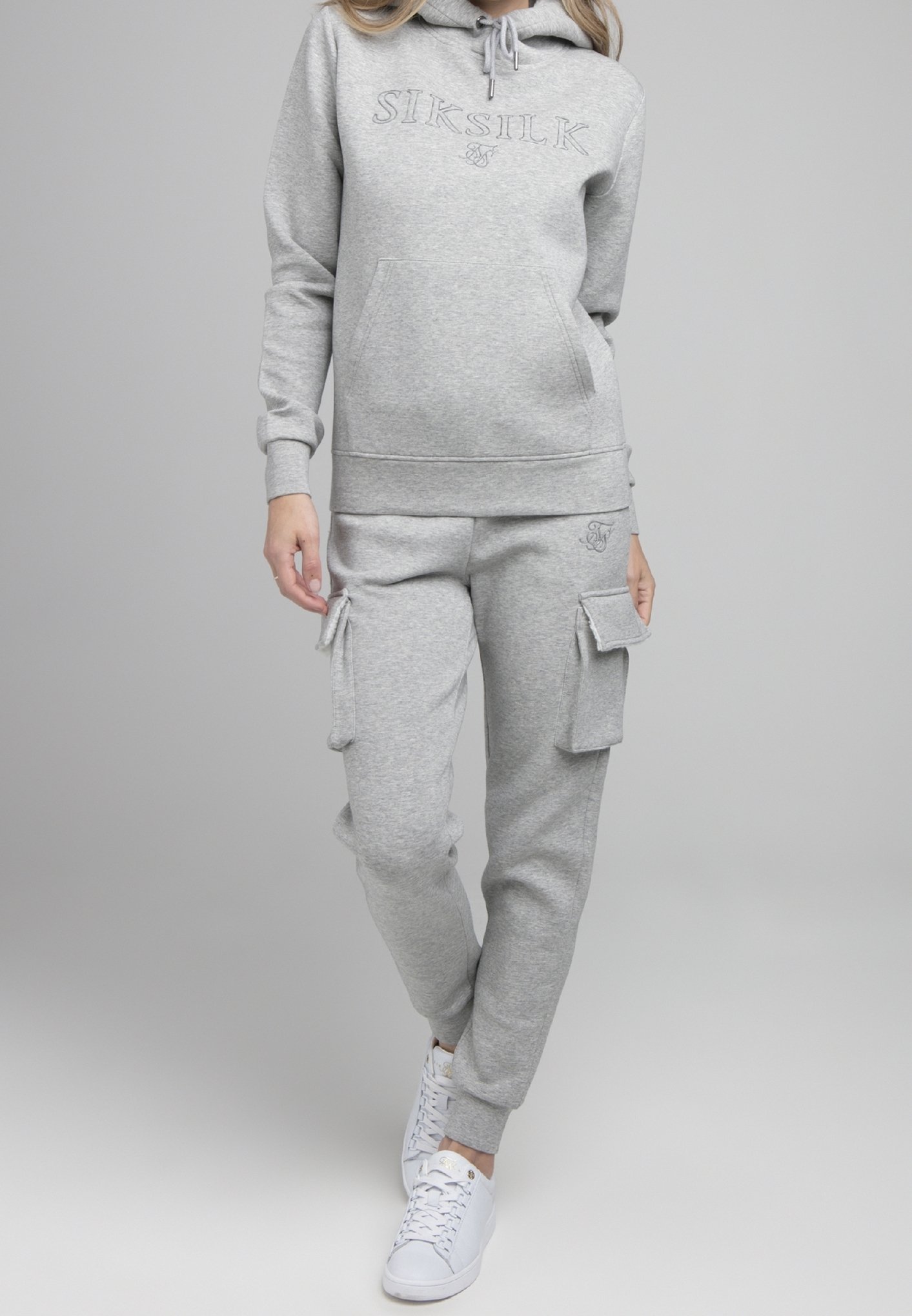 Mikina s kapucí SIKSILK - šedá