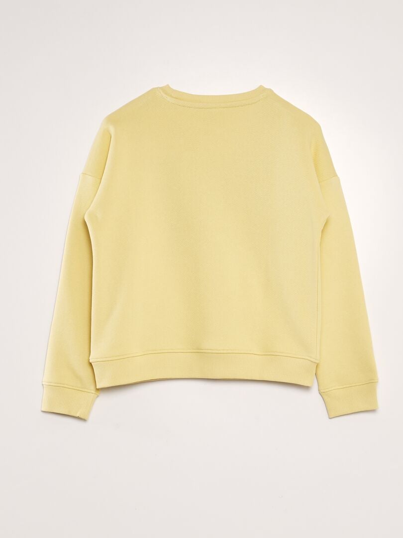Sweatshirt van French terry met bouclé-print - GEEL