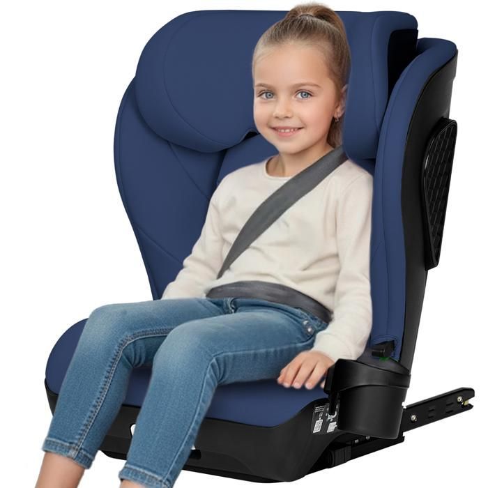 Seggiolino auto LIONELO Neal i-Size 100-150 cm - ISOFIX - Portabicchieri - Seduta ampia - Reclinabile - Gruppo 2/3 - Blu
