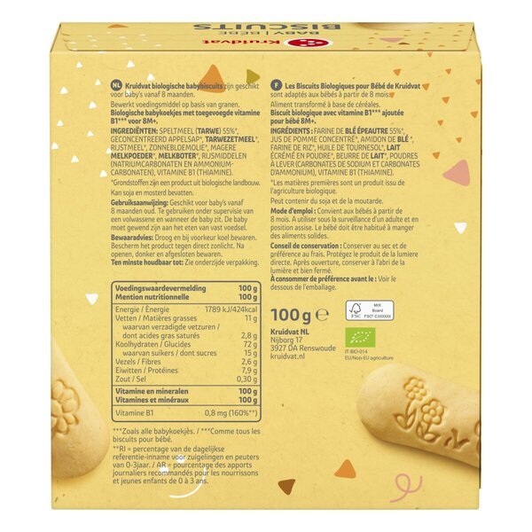 Kruidvat 8+M Органски беби бисквити<br>100g
