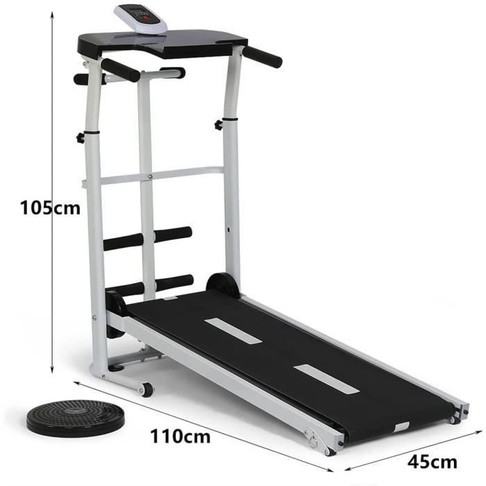 Esteira manual sem eletricidade para corrida, aparelho de treino, 110 x 45 x 105 cm