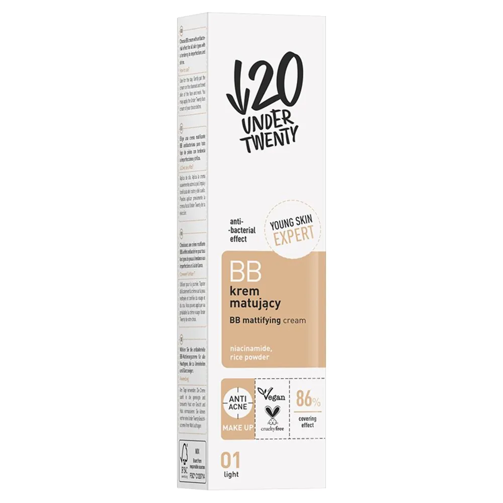 Under Twenty Krem matujący BB 01 Light 60ml