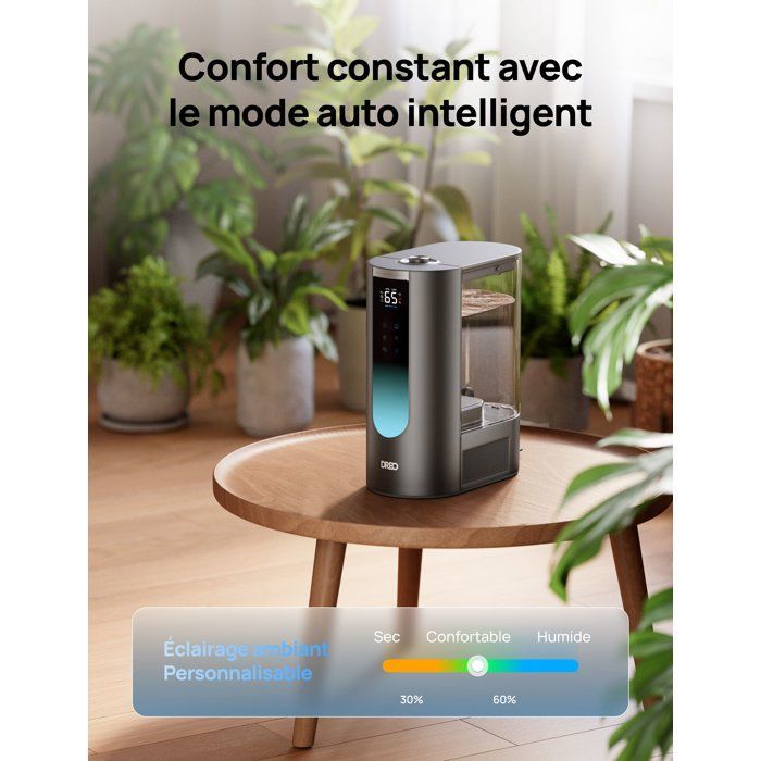 Humidificador - DREO - 813S - Depósito de 6 L - 45 h de autonomía - Silencioso (28 dB) - Calienta en 5 minutos