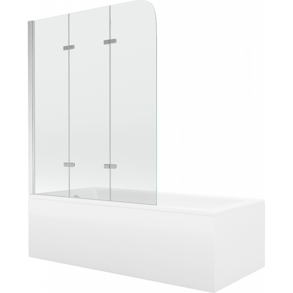 Wanna prostokątna Mexen Cubik 150x70cm z obudową i parawanem 3-skrzydłowym