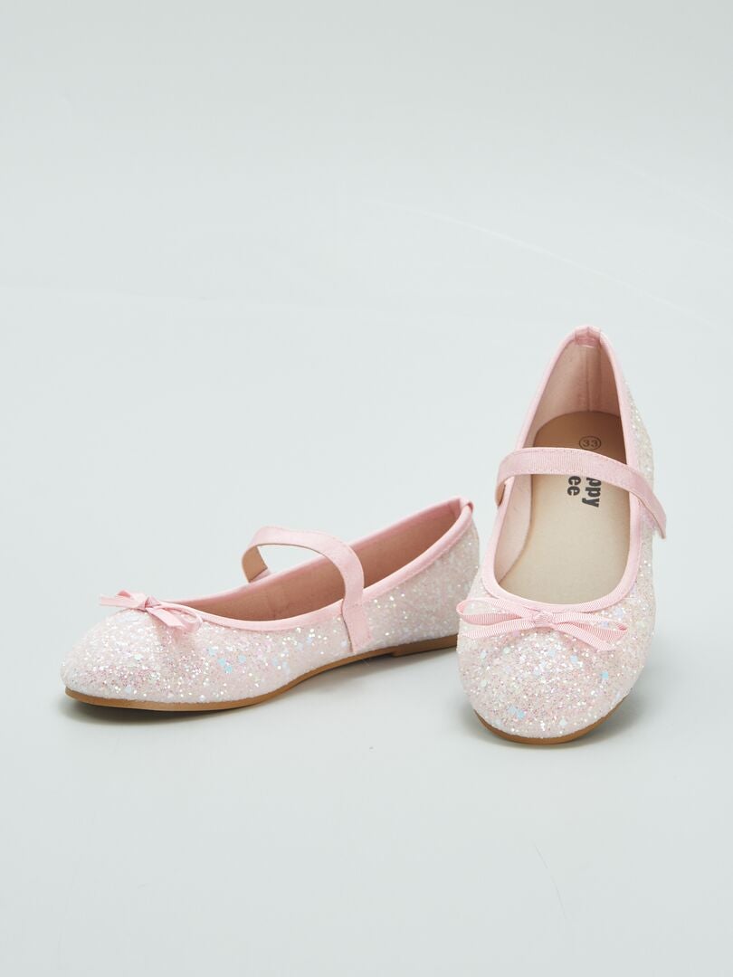 Bailarinas de lentejuelas con tacones bajos - ROSA