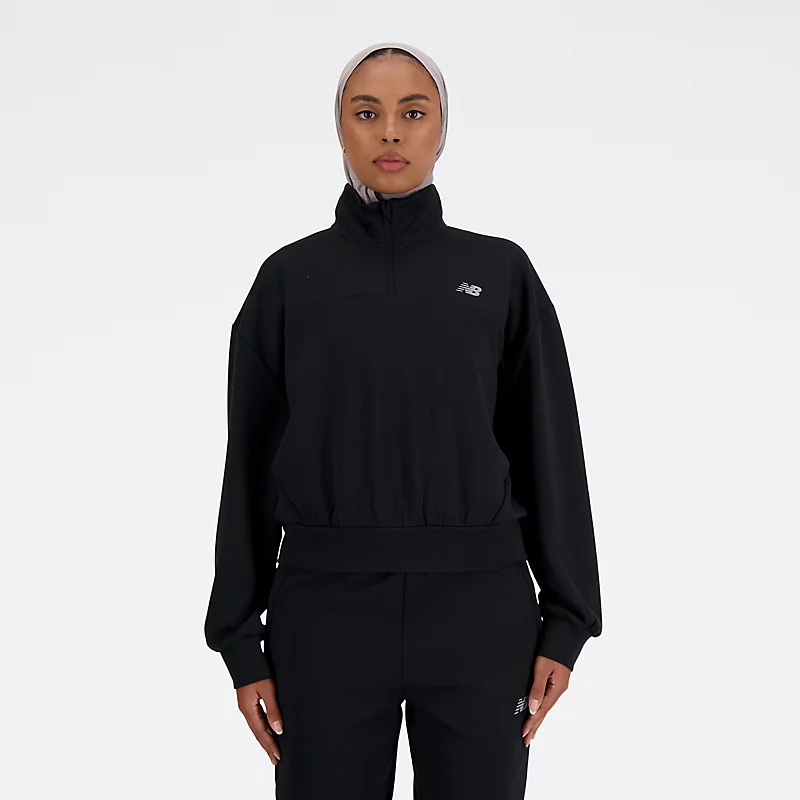 Femme Tech Knit Damen-Sweatshirt mit großem Reißverschluss – SCHWARZ