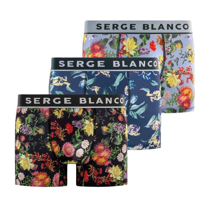 Serge Blanco Boxer Homme  Caleçon Homme - Noir  (Lot de 3)