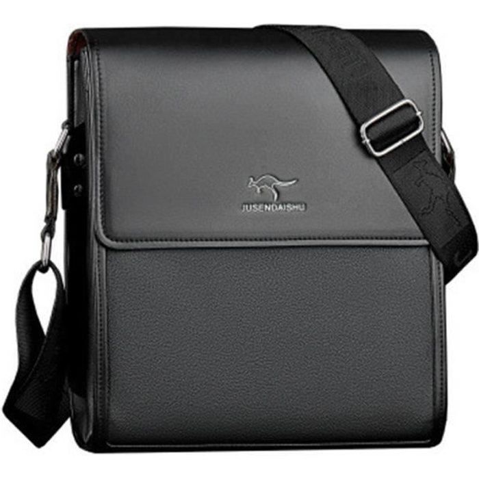 Bolso de hombro de piel para hombre - Negro - JAR1472