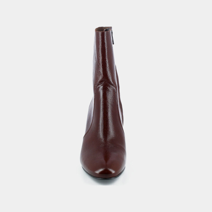 Bottines à talon  en cuir vieilli marron