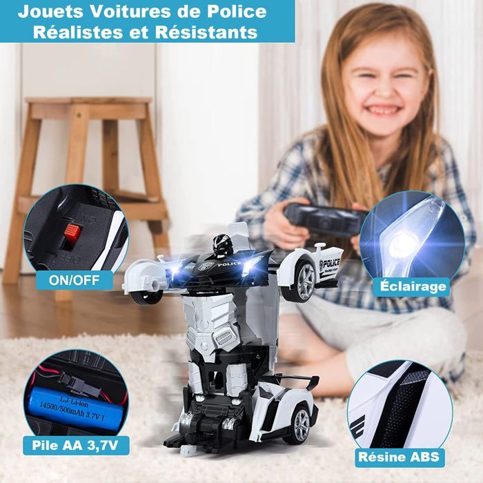 BIENCOME Auto radiocomandata RC - Trasformabile con luci - 2,4 GHz - 360° - Nera