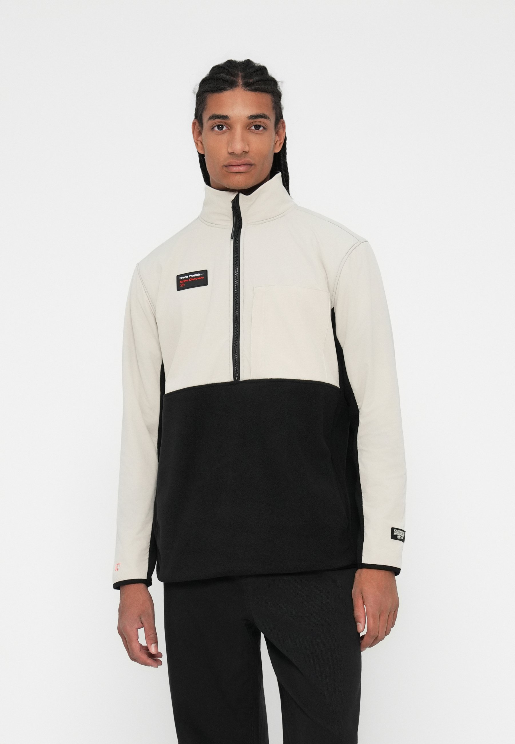 Rivvia Projects BLUR 1/2 ZIP POLAR FLEECE - Flísová bunda - čierna/kosť