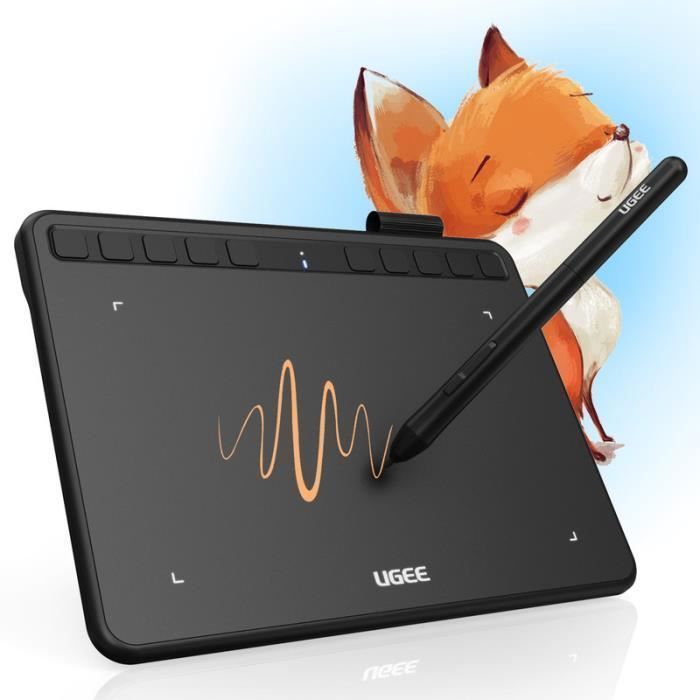 Tavoletta grafica UGEE S640 da 6x4 pollici con stilo passivo, 8192 livelli di sensibilità alla pressione, touchscreen, ideale per principianti.