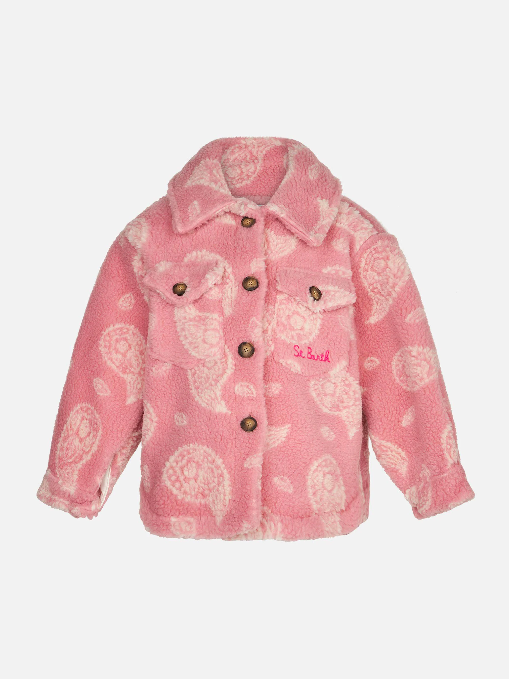 Sobrecamisa de sherpa para niña con estampado de cachemir