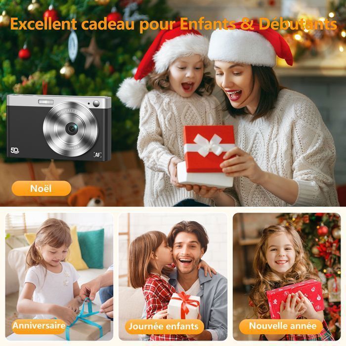 Câmera Digital Compacta Campark - Câmera 1080P 50MP, Tela LCD de 2,8