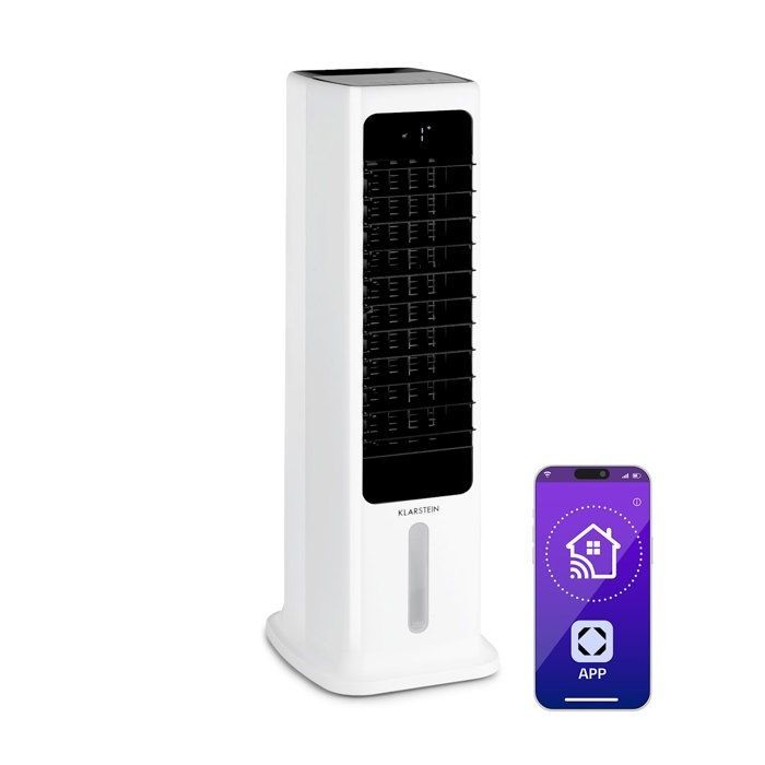Klarstein Skytower 360° luchtkoeler - App-bediening - 4-in-1 ventilator - Wit