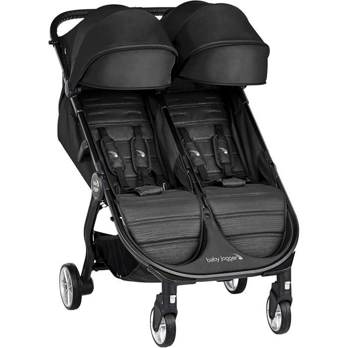 Poussette Double Baby Jogger City Tour 2 Légère et Pliable - Pitch Black