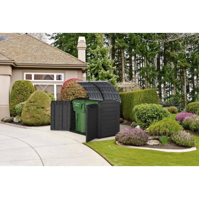 Caja de almacenamiento exterior de resina KETER de 2000 litros, color negro y gris - Caseta de almacenamiento para jardín