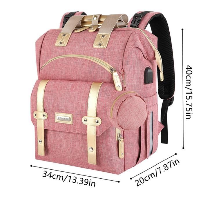 KENLUMO Sac à Dos à Langer avec Matelas à Langer pour Bébé – Grande Capacité Sac à Couches Multifonction Imperméable Sac de Voyage