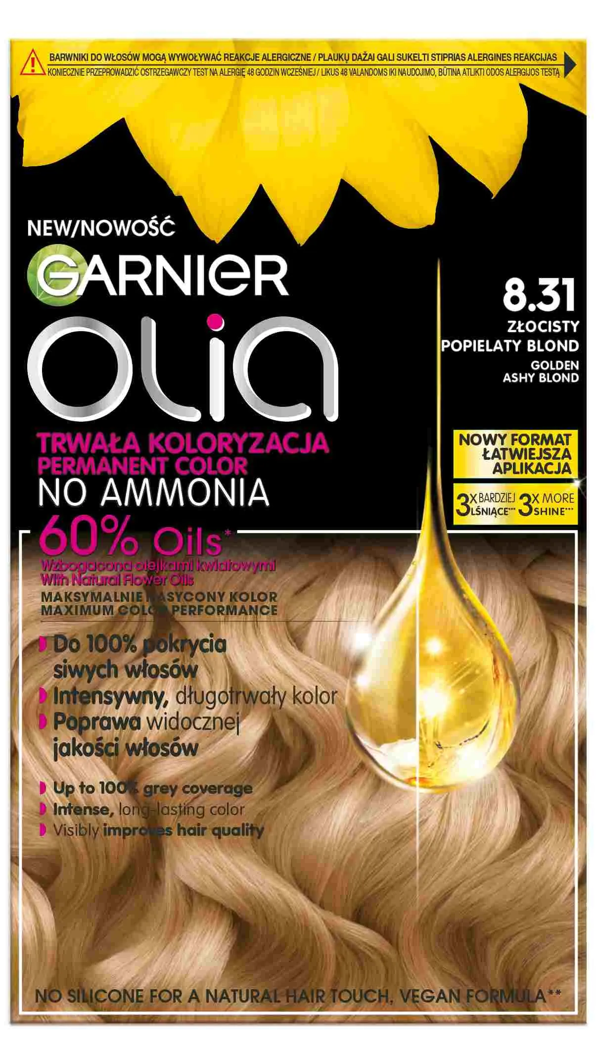 Garnier Olia Farba do włosów 8.31 Golden Ashy Blond