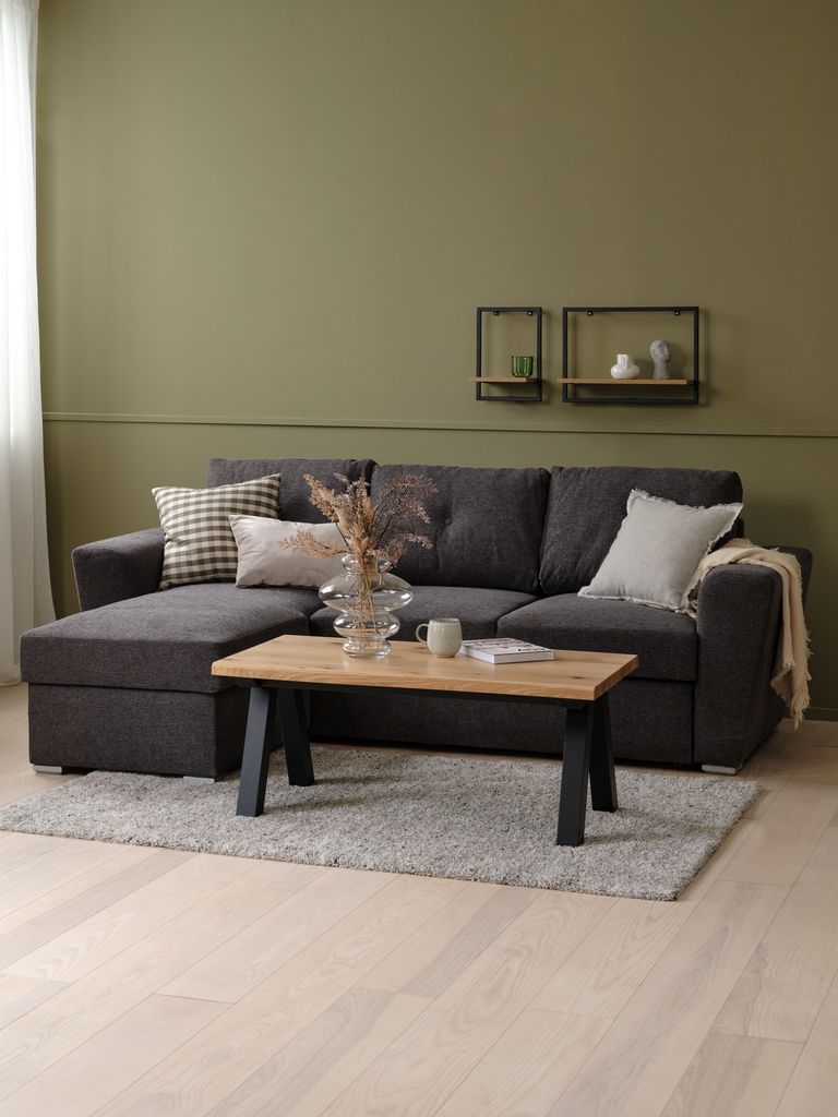 VEJLBY Sofa na razvlačenje sa ležaljkom VEJLBY tamno siva tkanina
