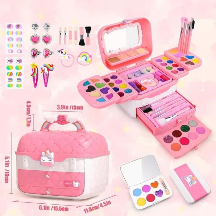 Coffret Maquillage Enfant - FREOSEN - 72 pièces - Non Toxique - Rose - Cadeau Anniversaire Noël