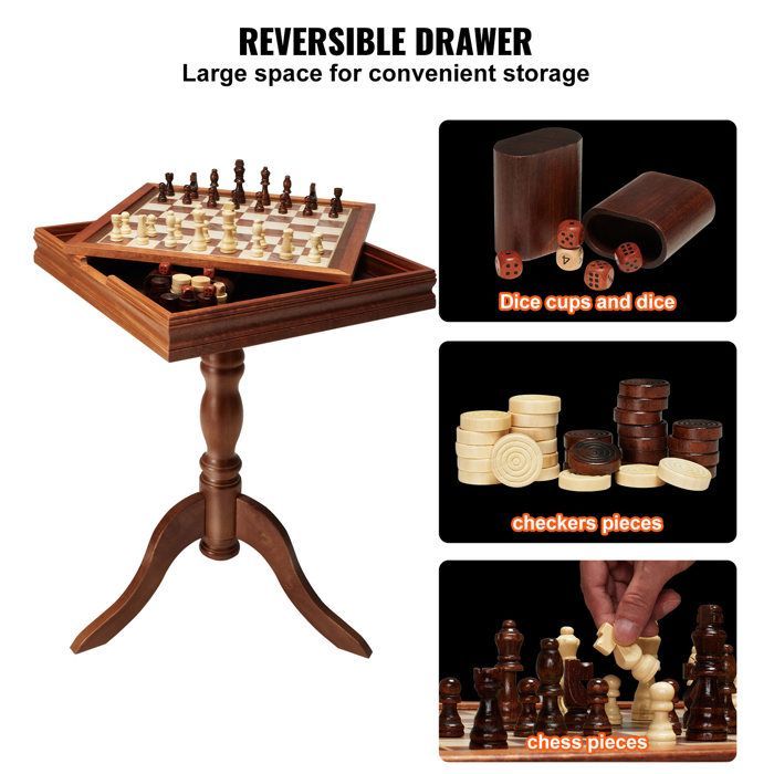 Set da gioco - DUOKU - 3 in 1 - Scacchiera in legno di Sapele - 45 cm - Per interni